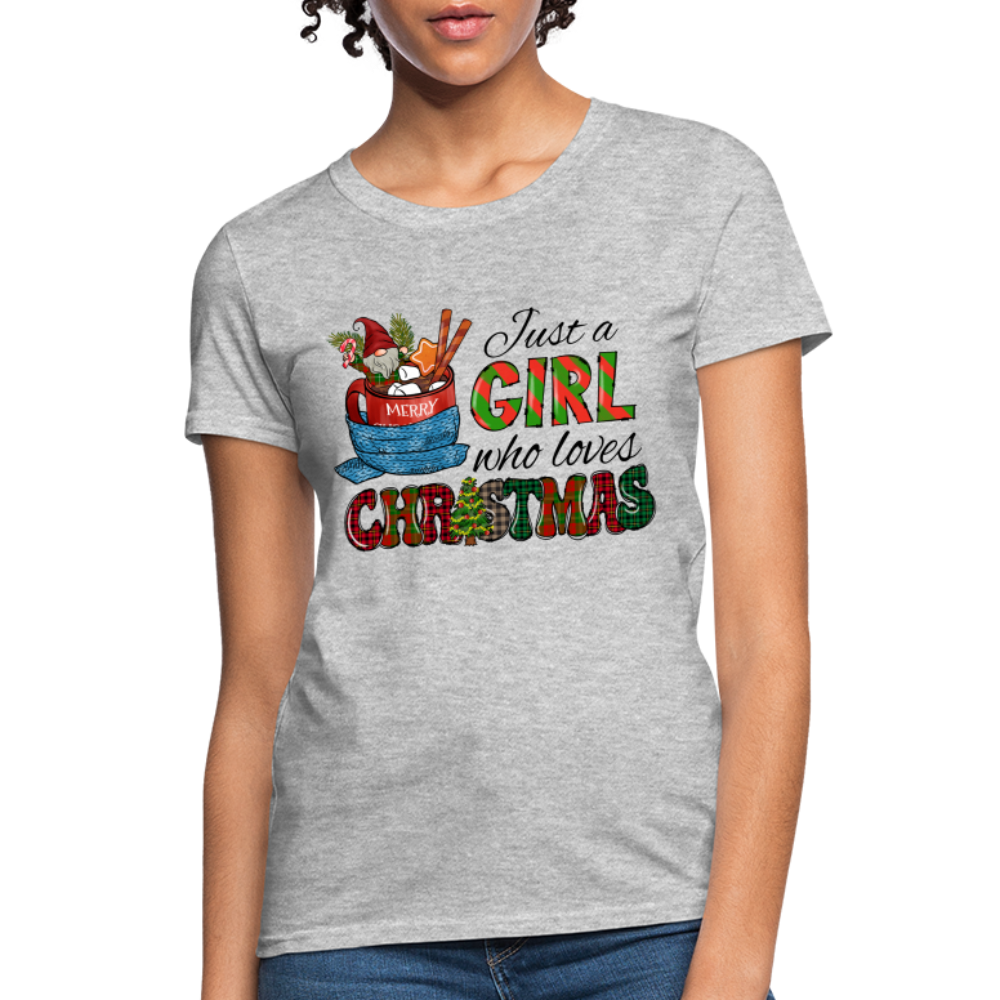 Just a Girl Who Loves Christmas T-Shirt - heather gray