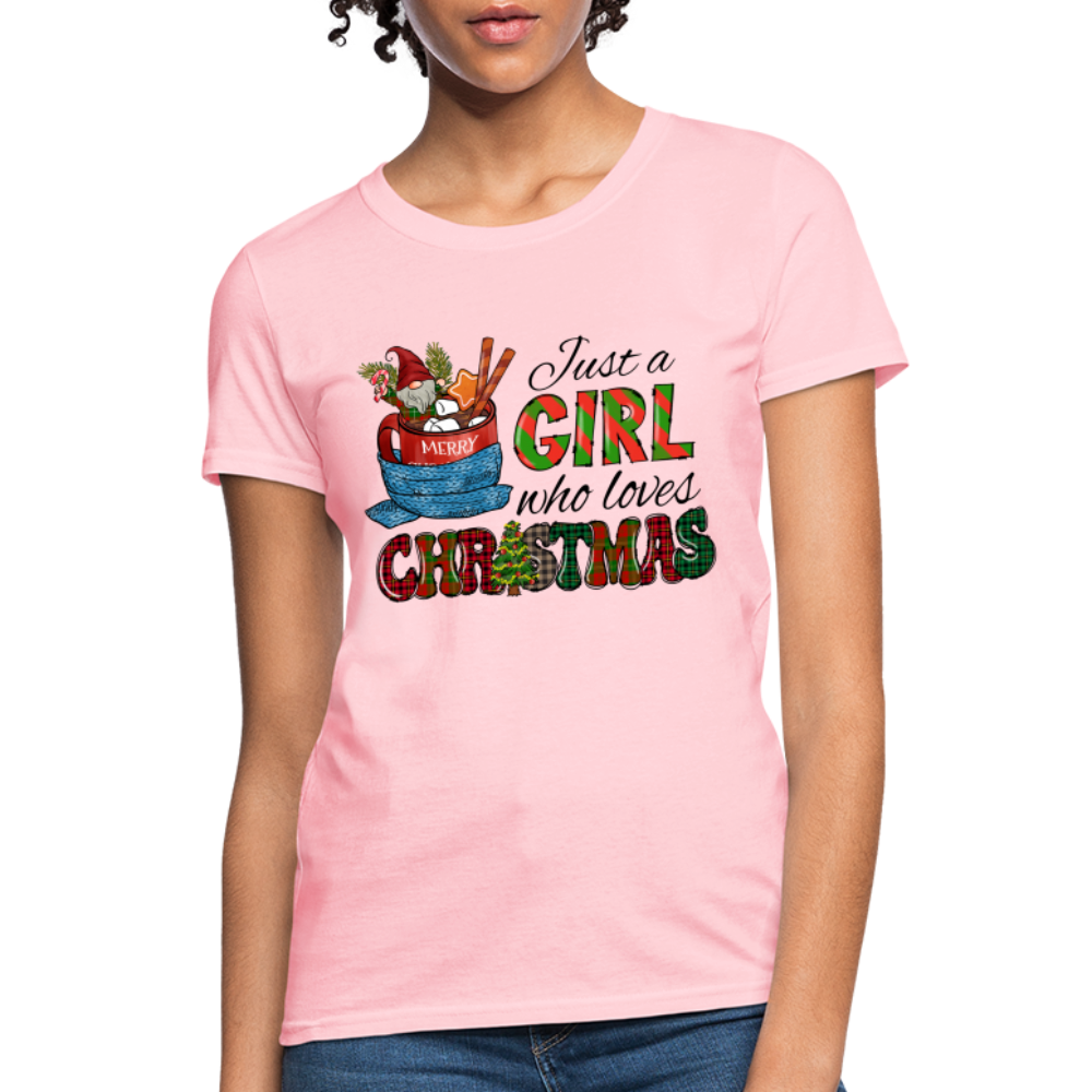 Just a Girl Who Loves Christmas T-Shirt - pink