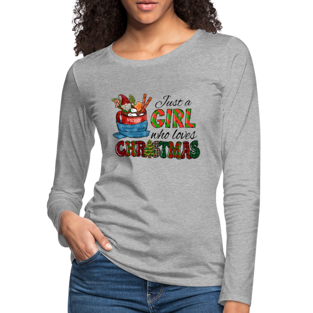 Just a Girl Who Loves Christmas Premium Long Sleeve T-Shirt Color: red