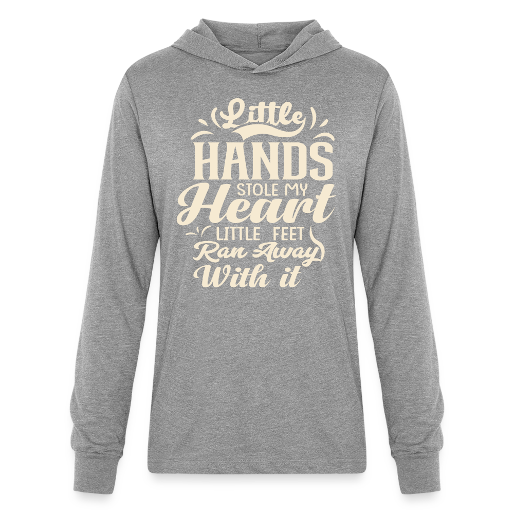 Little Hands Stole My Heart Little Feet Ran Away With It Hoodie Shirt Color: heather grey