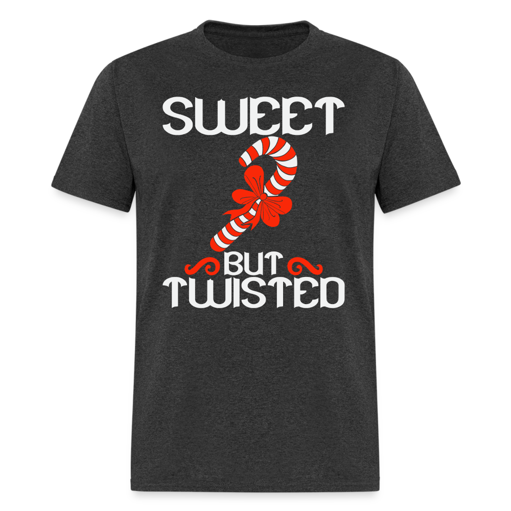 Sweet But Twisted T-Shirt (Candy Cane) Color: heather black