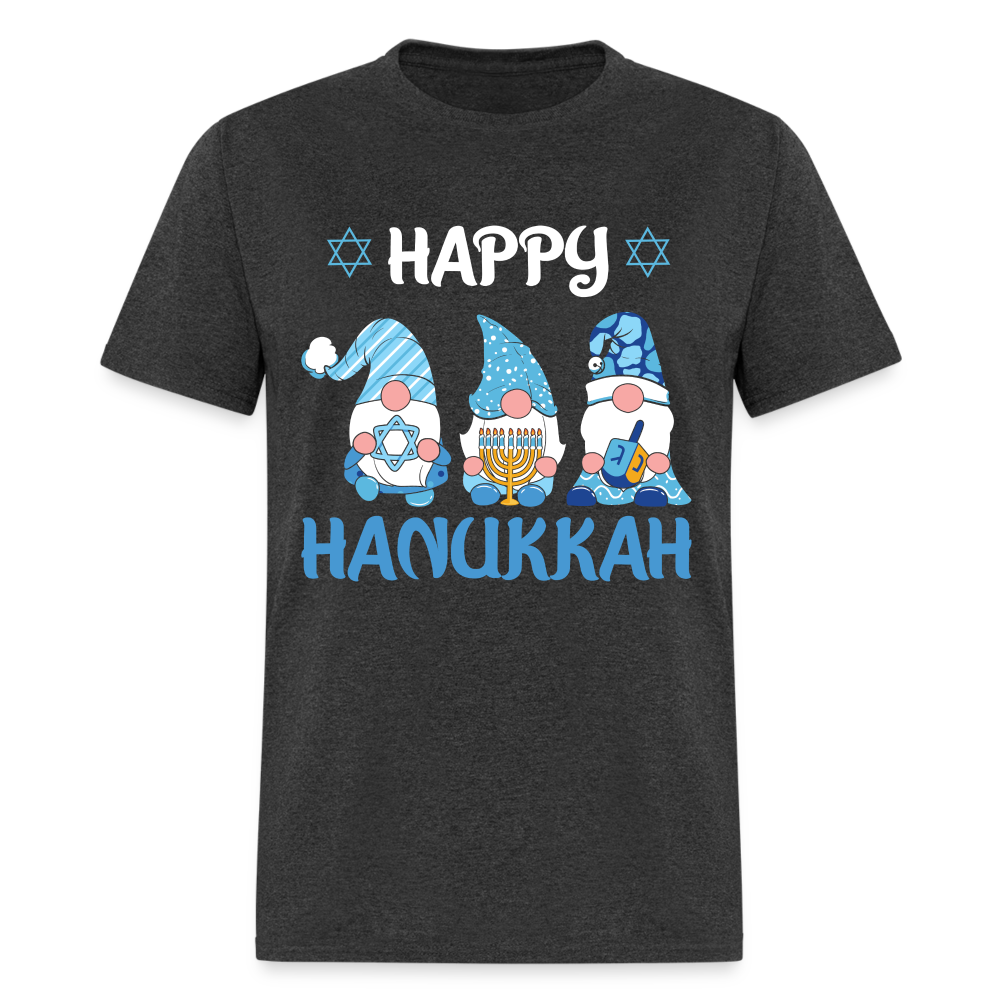 Happy Hanukkah T-Shirt (Jewish - Gnome) - heather black