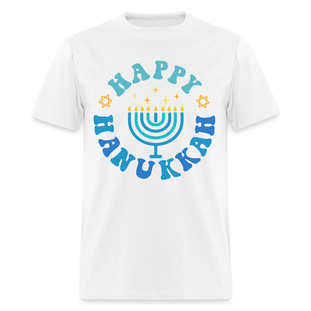 Happy Hanukkah T-Shirt (Menorah) - white