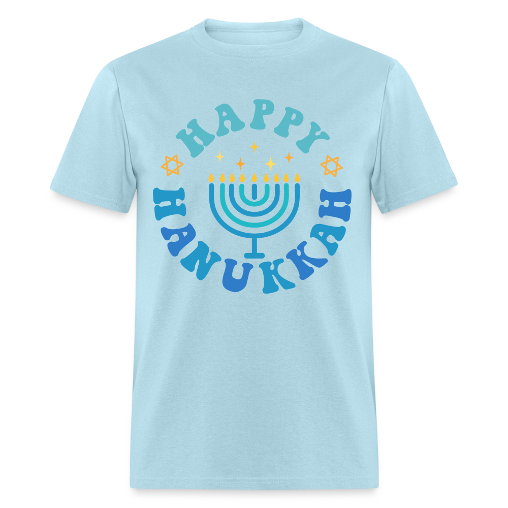 Happy Hanukkah T-Shirt (Menorah) - powder blue