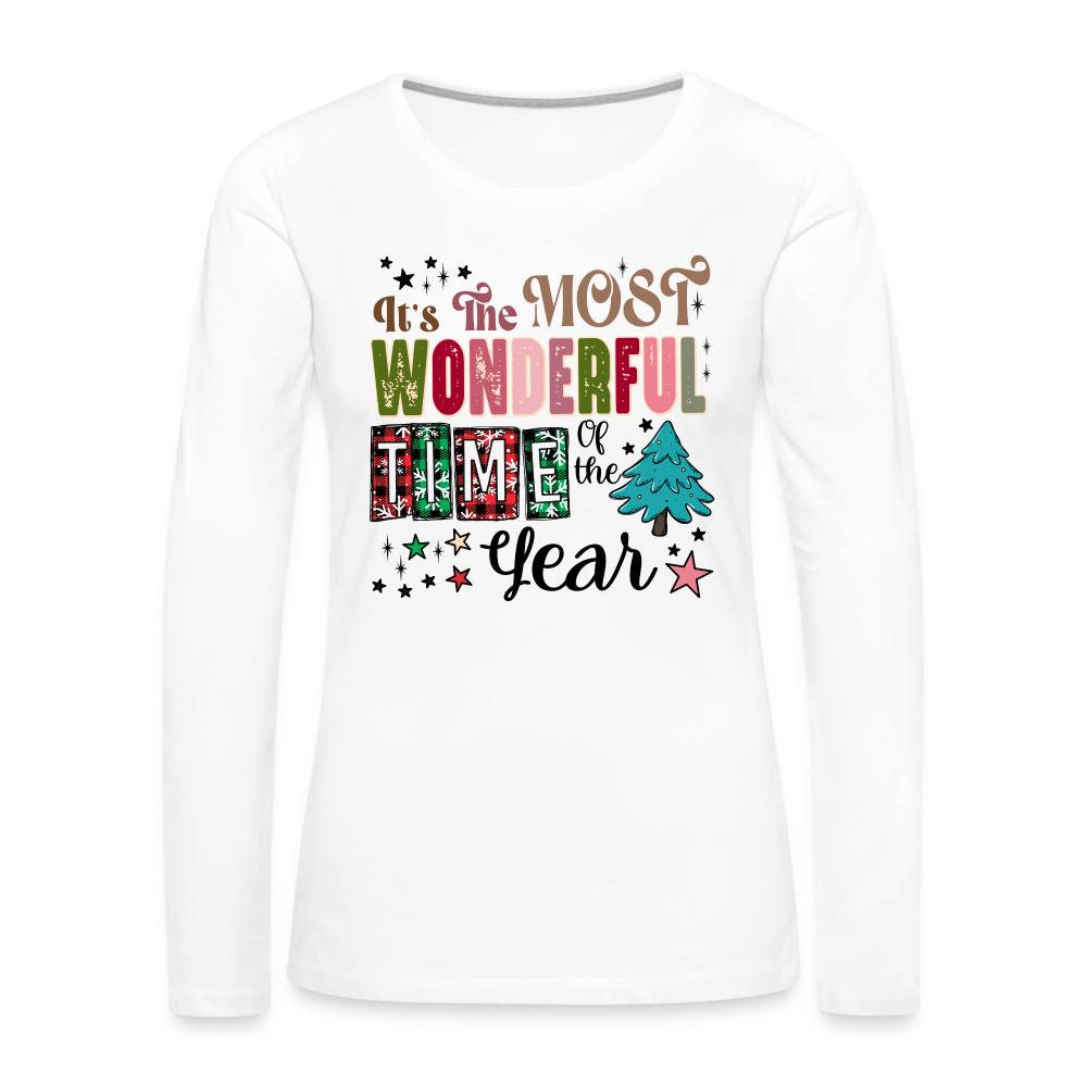 It's The Most Wonderful Time of the Year - Women's Premium Long Sleeve T-Shirt (Christmas) Color: white