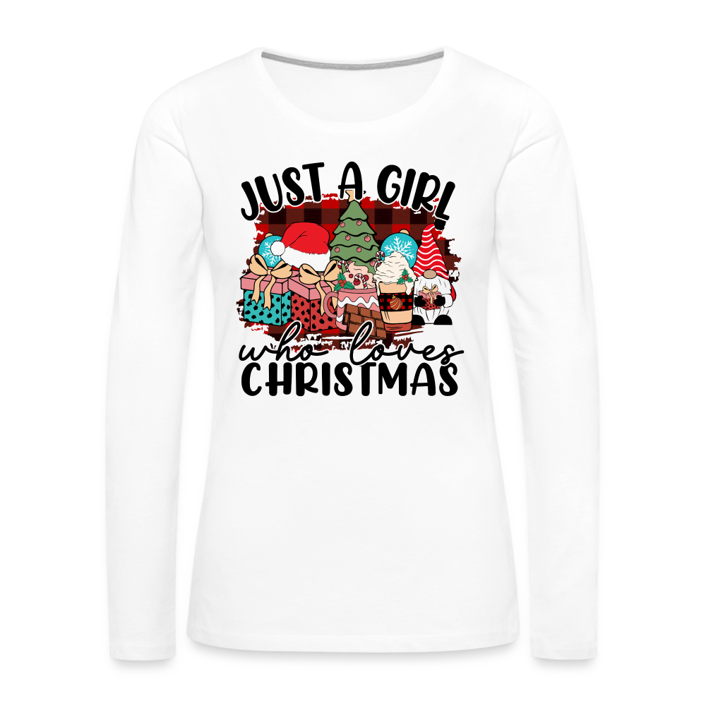 Just A Girl Who Loves Christmas - Women's Premium Long Sleeve T-Shirt Color: white