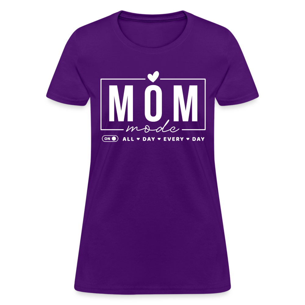 Mom Mode All Day Every Day Women's T-Shirt (White Letters) - purple