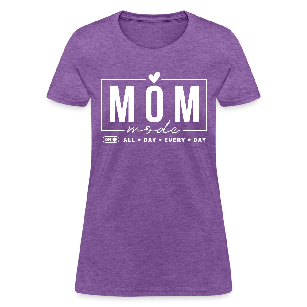 Mom Mode All Day Every Day Women's T-Shirt (White Letters) - purple heather