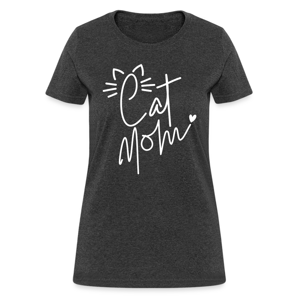 Cat Mom T-Shirt - heather black