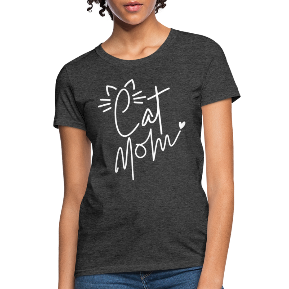 Cat Mom T-Shirt - heather black