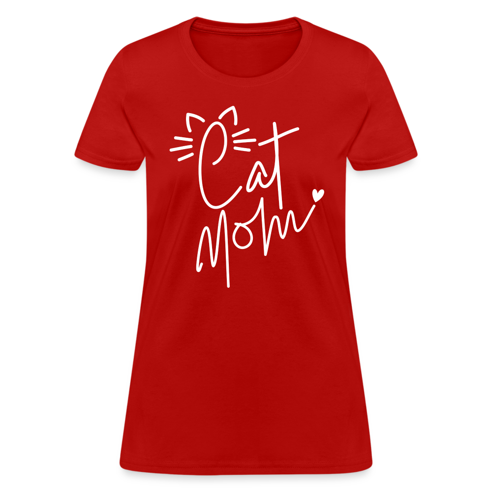 Cat Mom T-Shirt - red