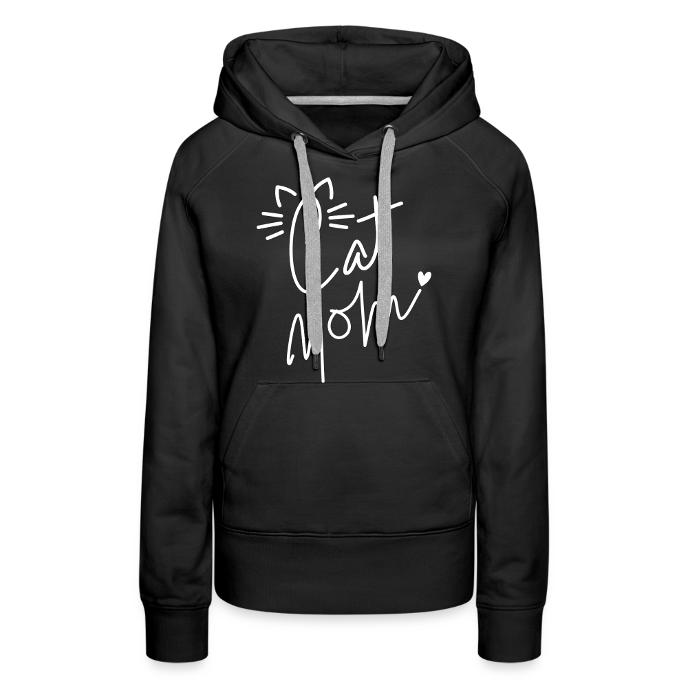 Cat Mom Premium Hoodie (White Letters) - black