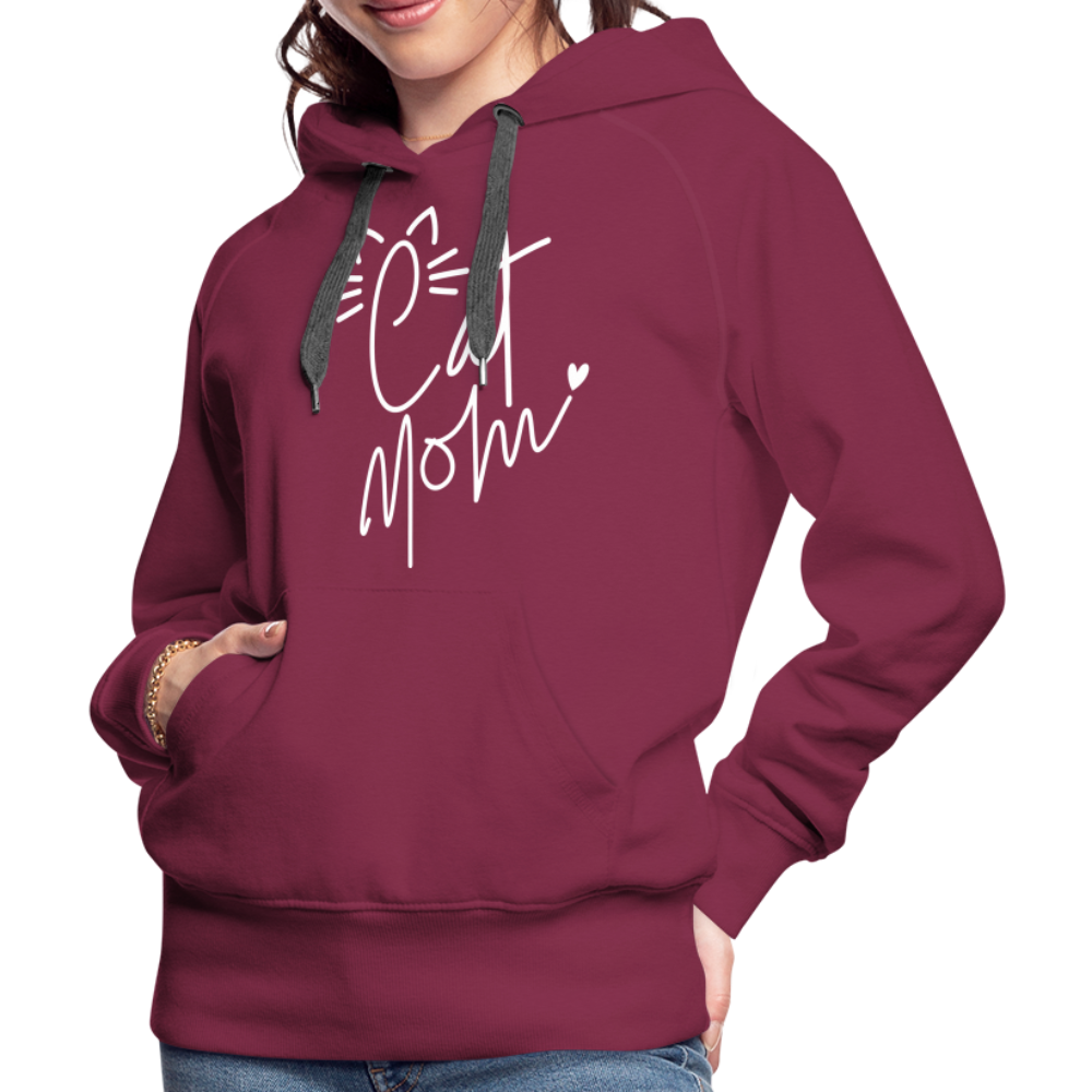 Cat Mom Premium Hoodie (White Letters) - burgundy