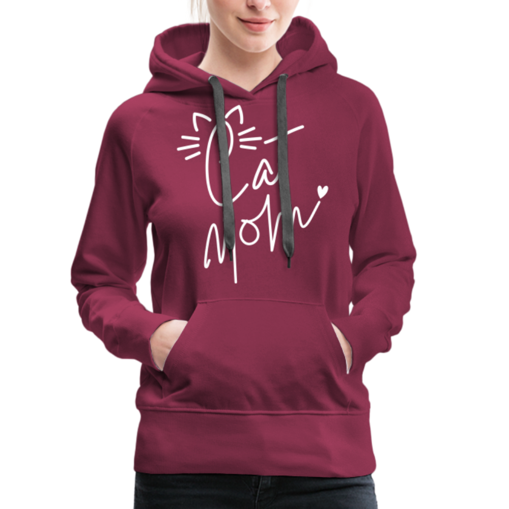 Cat Mom Premium Hoodie (White Letters) - burgundy