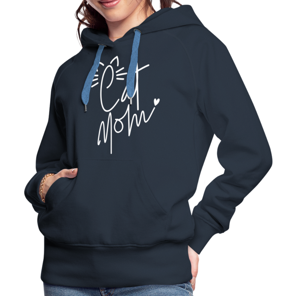 Cat Mom Premium Hoodie (White Letters) - navy