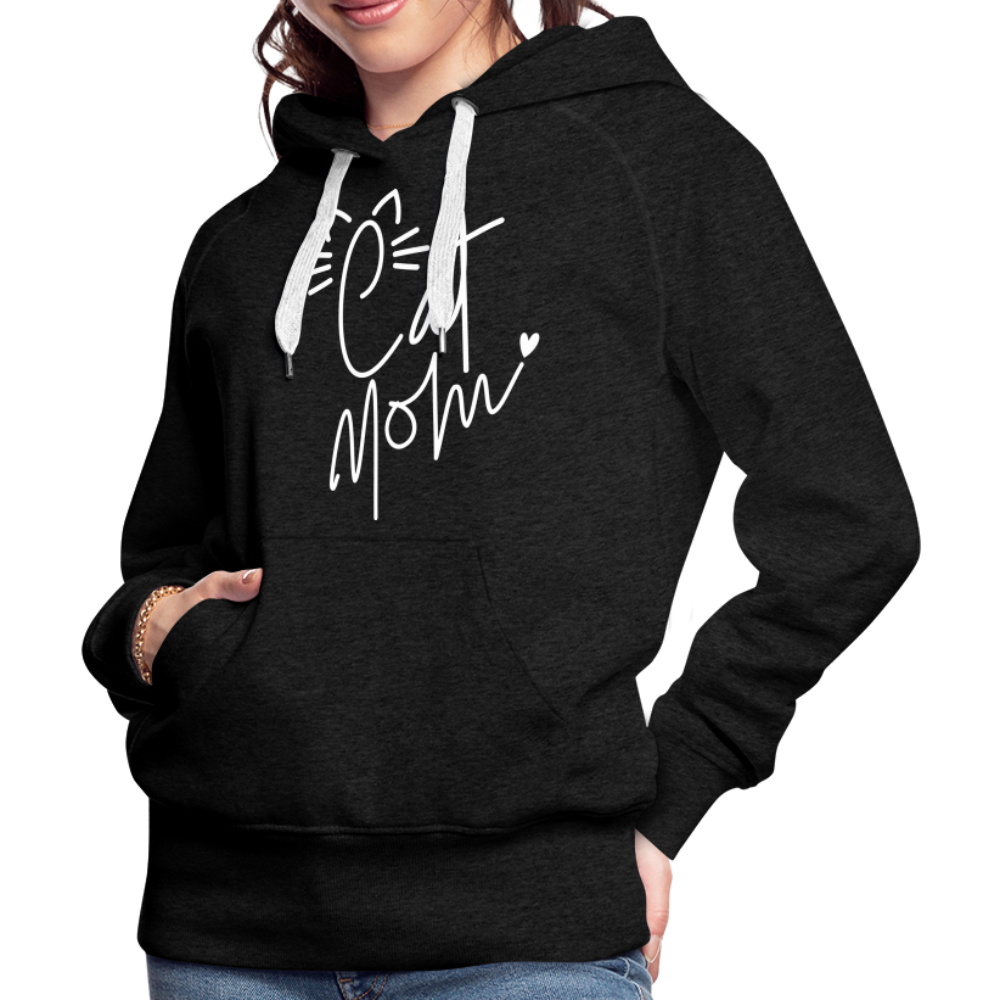 Cat Mom Premium Hoodie (White Letters) - charcoal grey