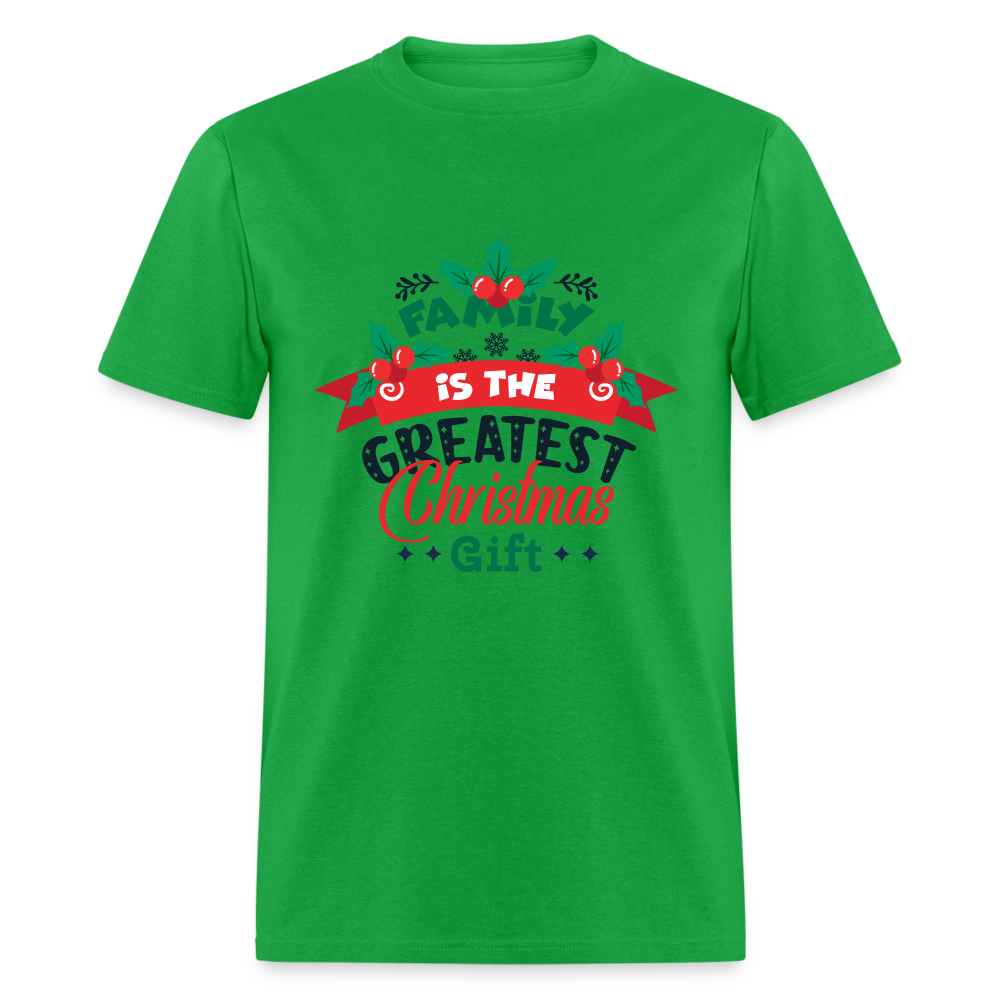 Family is the Greatest Christmas Gift T-Shirt - bright green