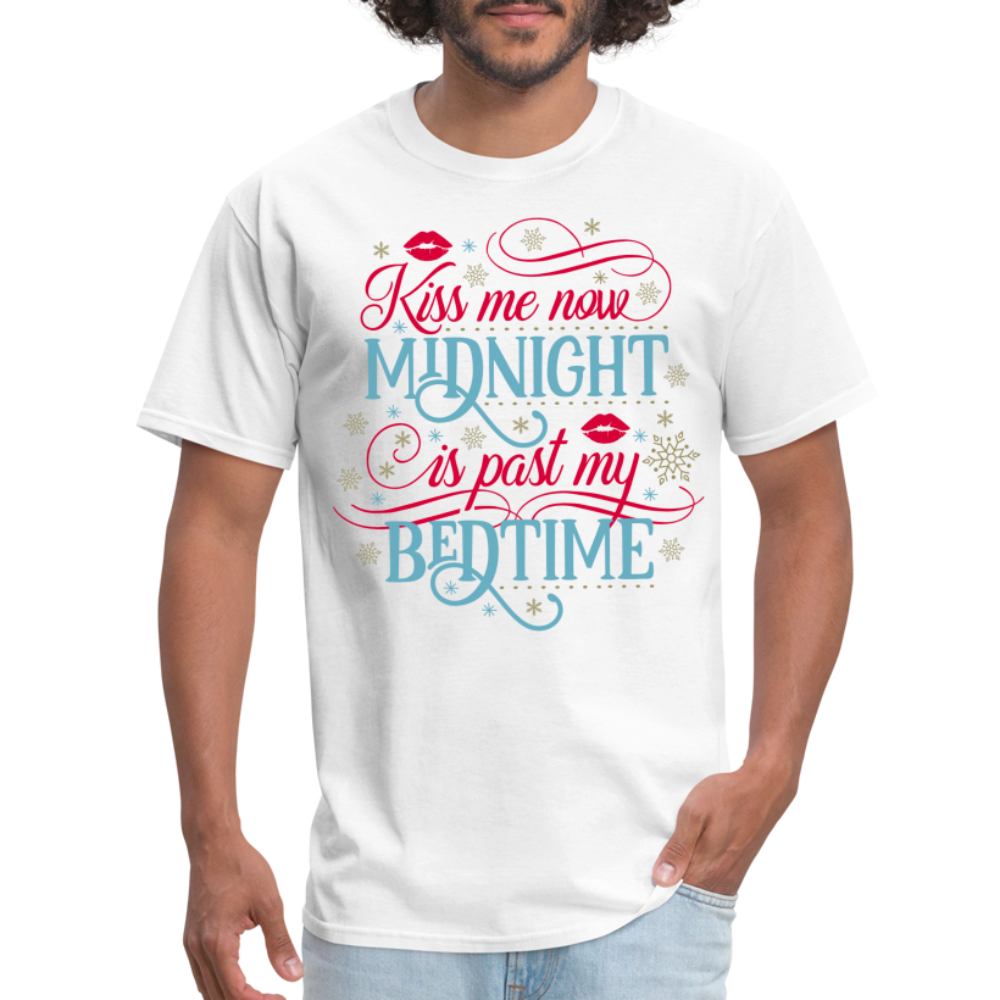 Kiss Me Now Midnight Is Past My Bedtime T-Shirt - white