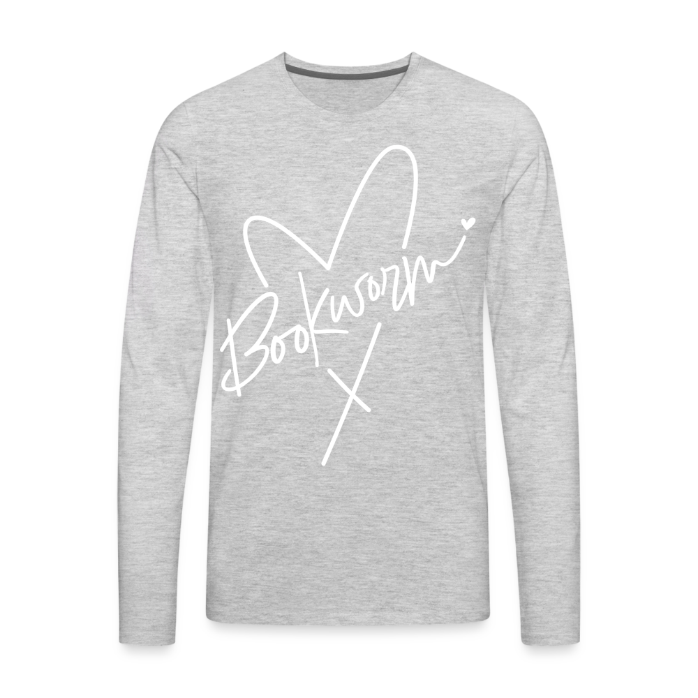 Bookworm : Men's Premium Long Sleeve T-Shirt Color: heather gray