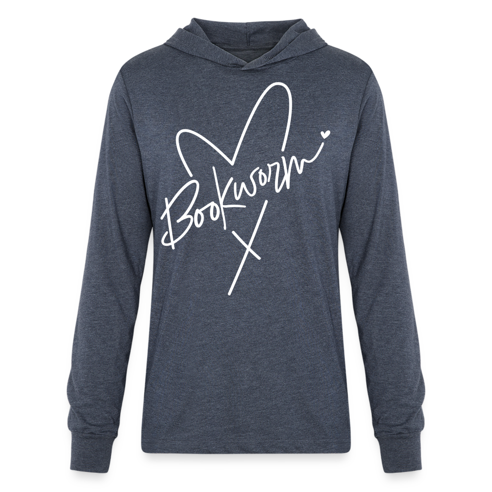 Bookworm : Unisex Long Sleeve Hoodie Shirt - heather navy
