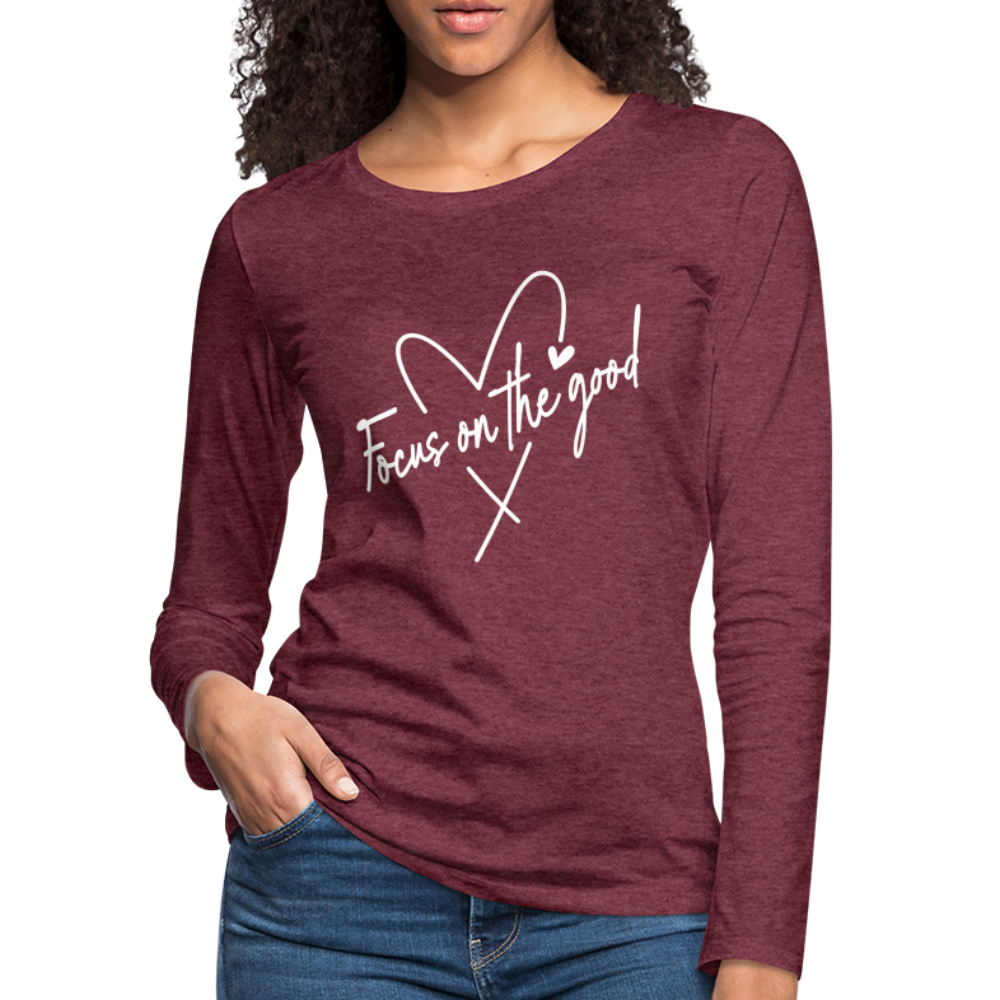 Focus on the Good : Women's Premium Long Sleeve T-Shirt Color: red