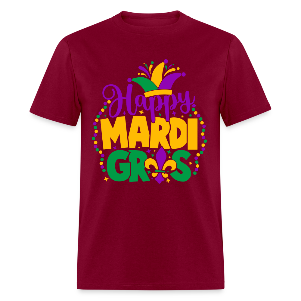 Happy Mardi Gras T-Shirt - burgundy
