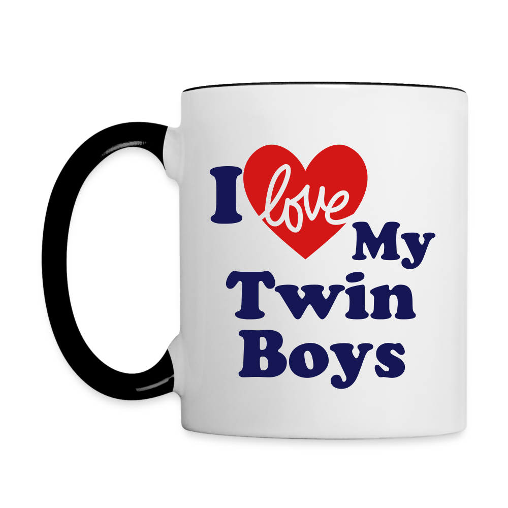I Love My Twin Boys : Coffee Mug Color: white/cobalt blue