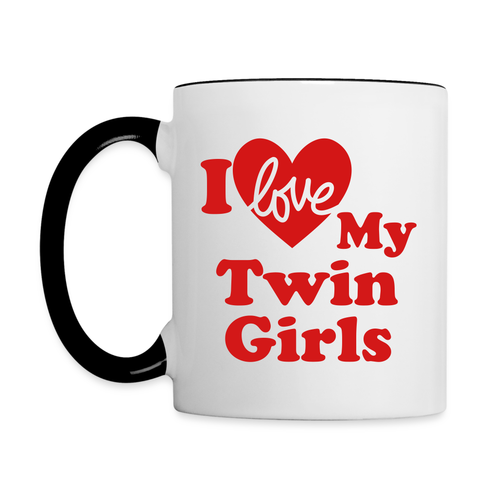 I Love My Twin Girls : Coffee Mug Color: white/red