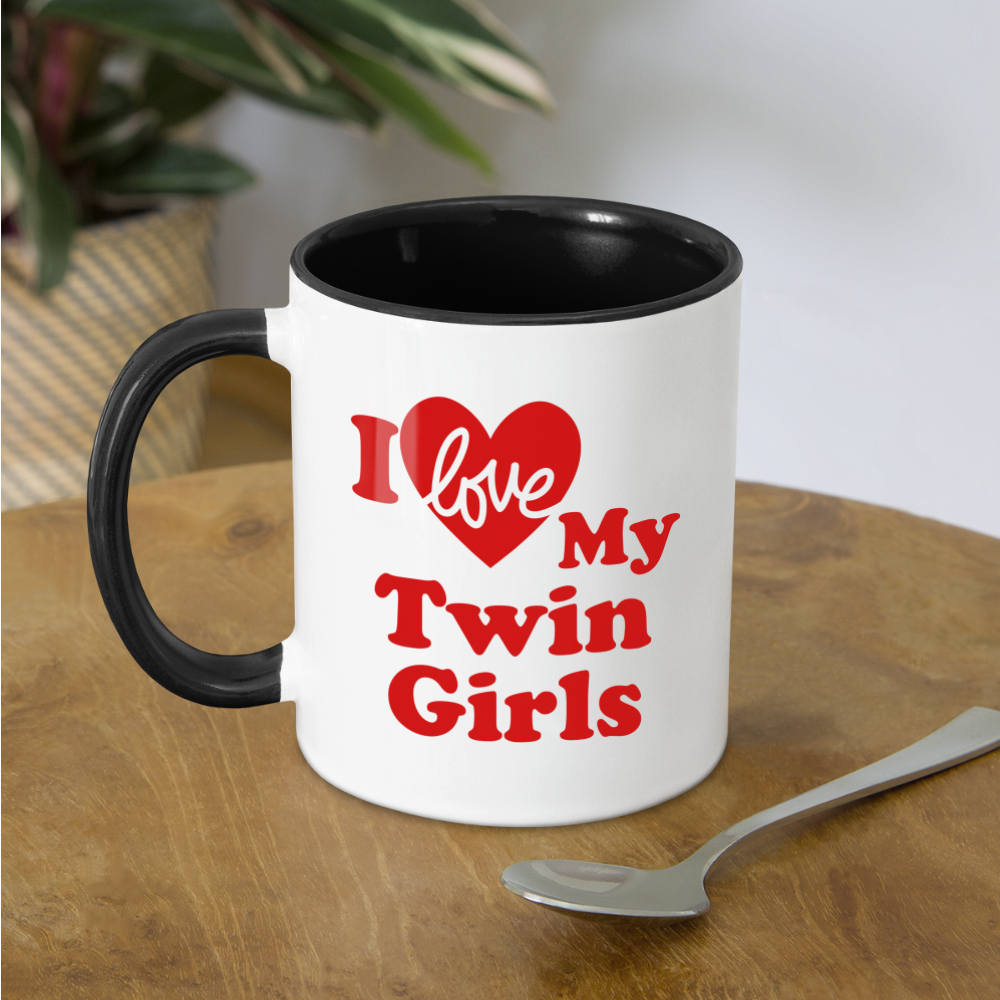 I Love My Twin Girls : Coffee Mug Color: white/red