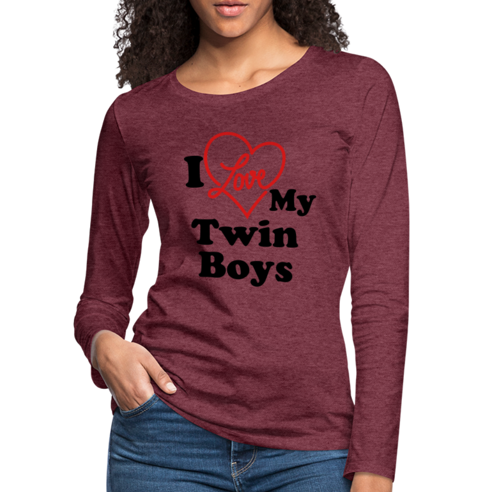 I Love My Twin Boys : Women's Premium Long Sleeve T-Shirt Color: white