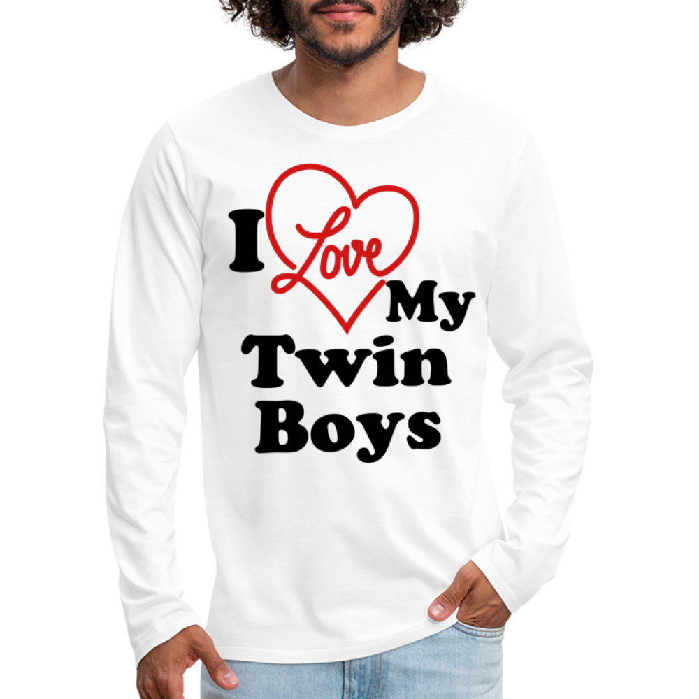 I Love My Twin Boys : Men's Premium Long Sleeve T-Shirt - white