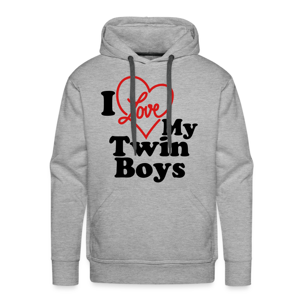 I Love My Twin Boys : Men’s Premium Hoodie Color: heather grey