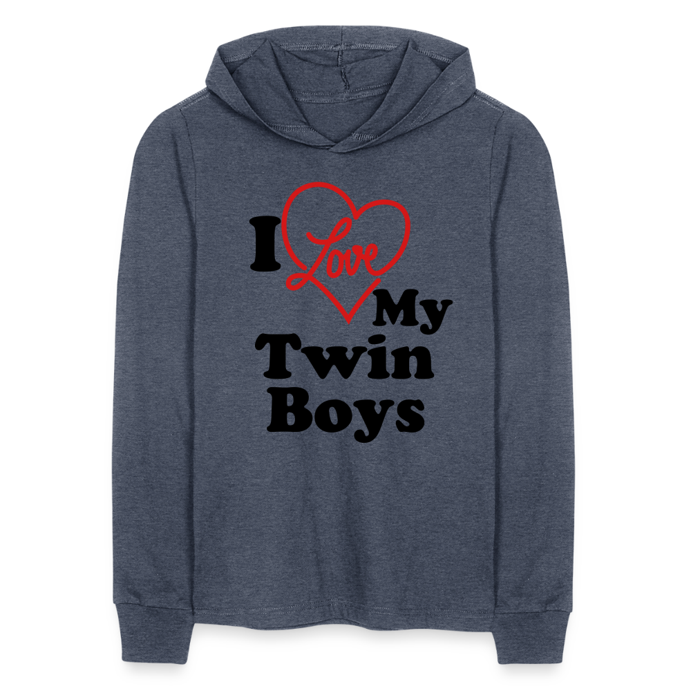I Love My Twin Boys : Long Sleeve Hoodie Shirt Color: heather grey