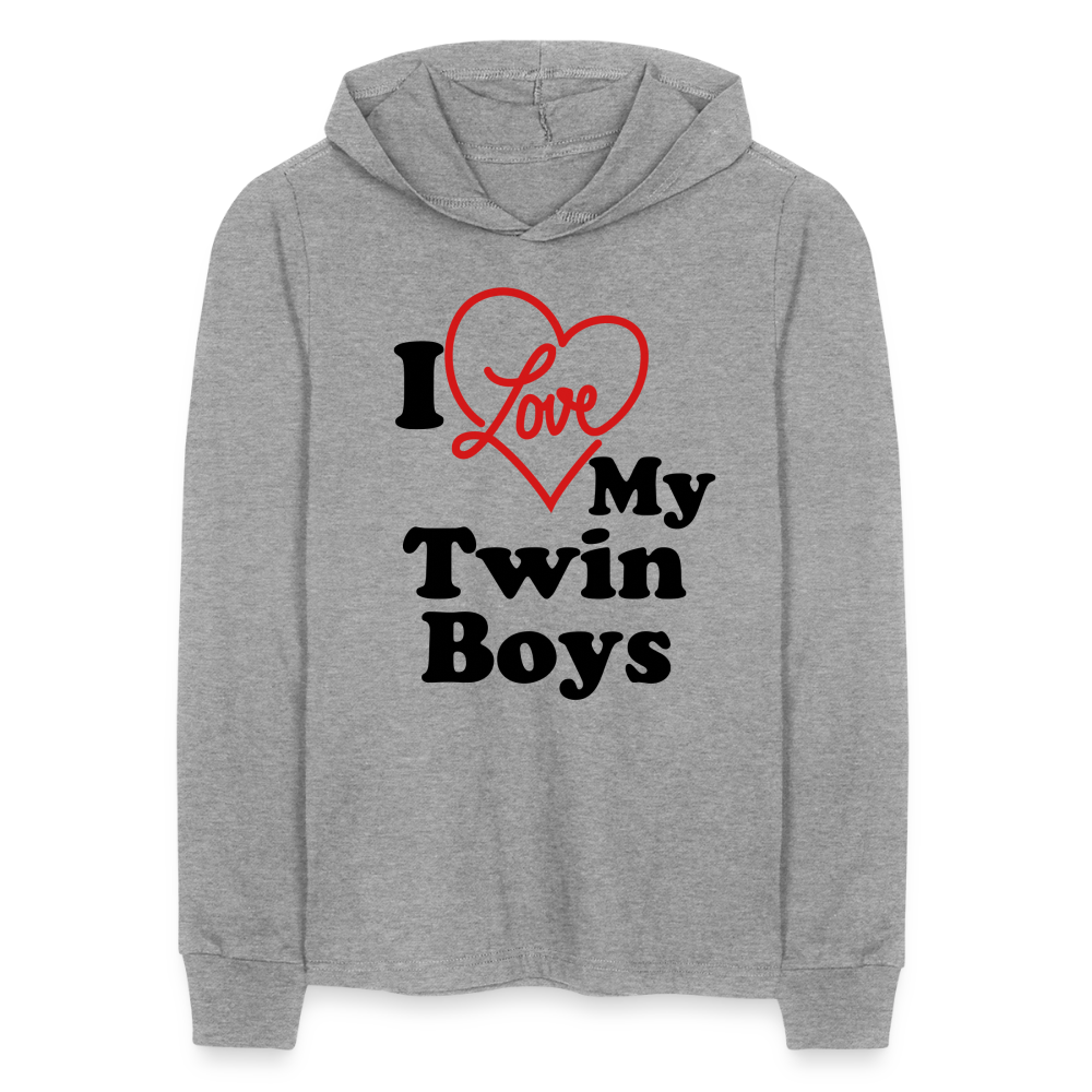 I Love My Twin Boys : Long Sleeve Hoodie Shirt - heather grey