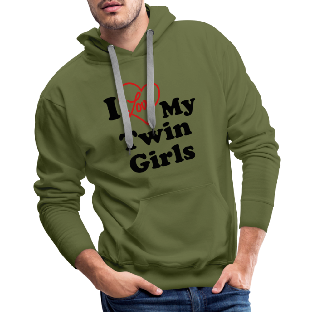 I Love My Twin Girls : Men’s Premium Hoodie Color: olive green