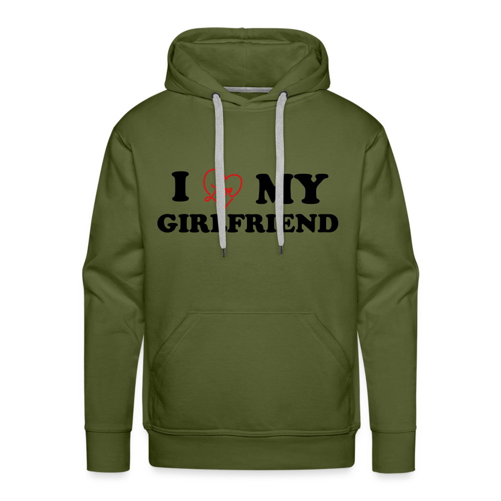 I Love My Girlfriend : Men’s Premium Hoodie Color: olive green