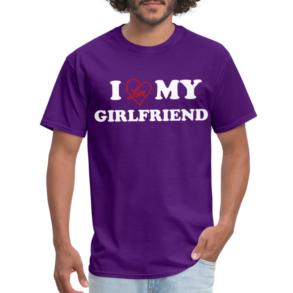 I Love My Girlfriend (in White Letters) T-Shirt Color: purple