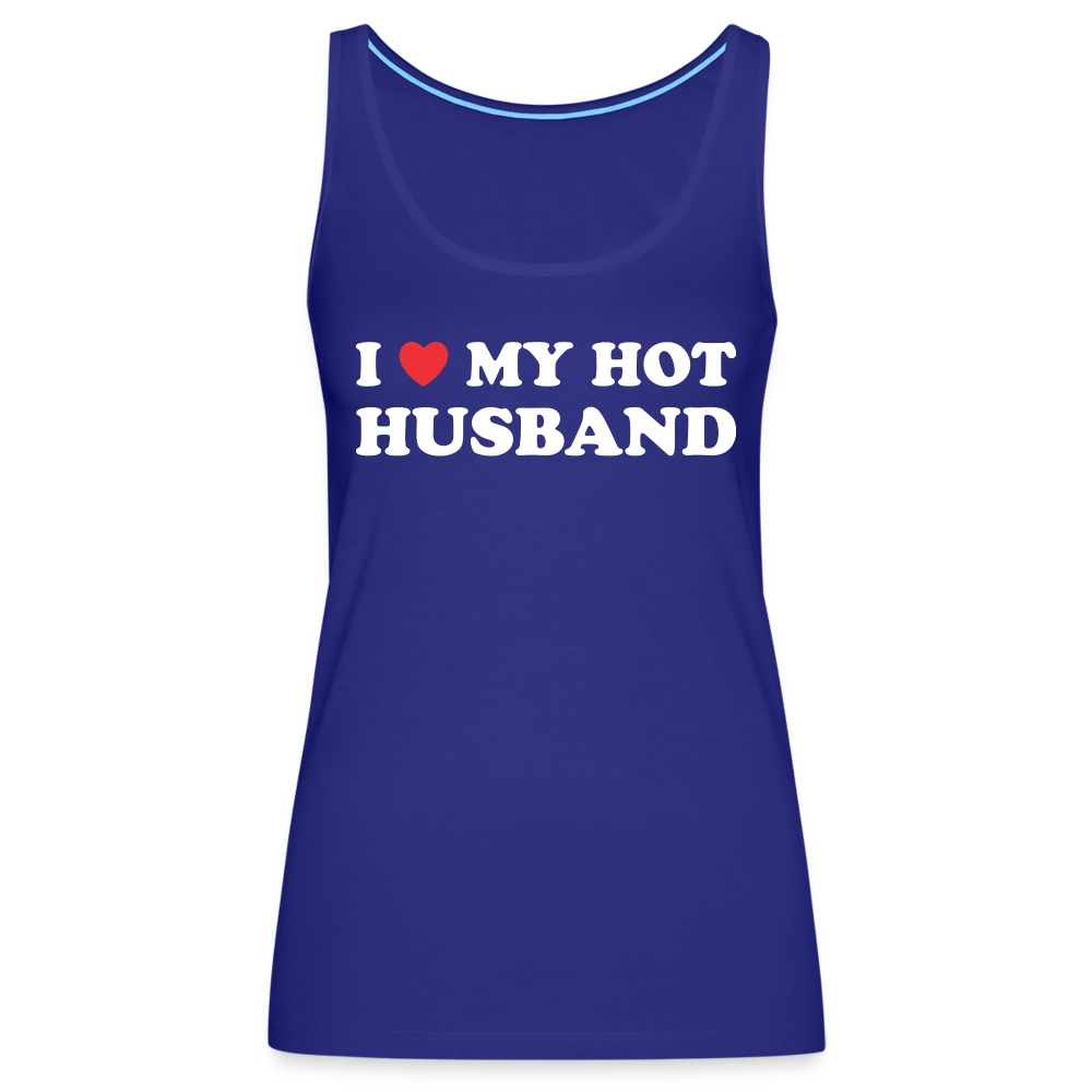 I Love My Hot Husband : Premium Tank Top (White Letters) Color: black