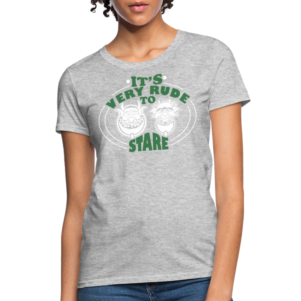 It's Very Rude To Stare Women's T-Shirt (Knockers) - heather gray