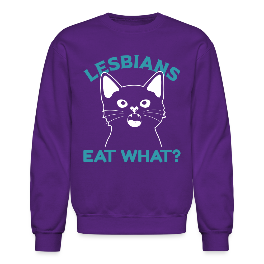 Lesbians Eat What Sweatshirt (Pussy Cat) Color: purple