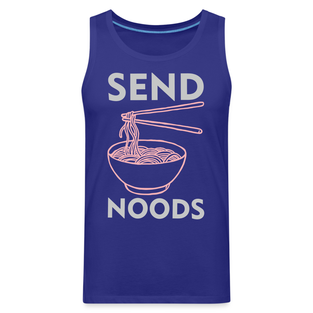 Send Noods Men’s Premium Tank Top (Send Nudes) Color: royal blue