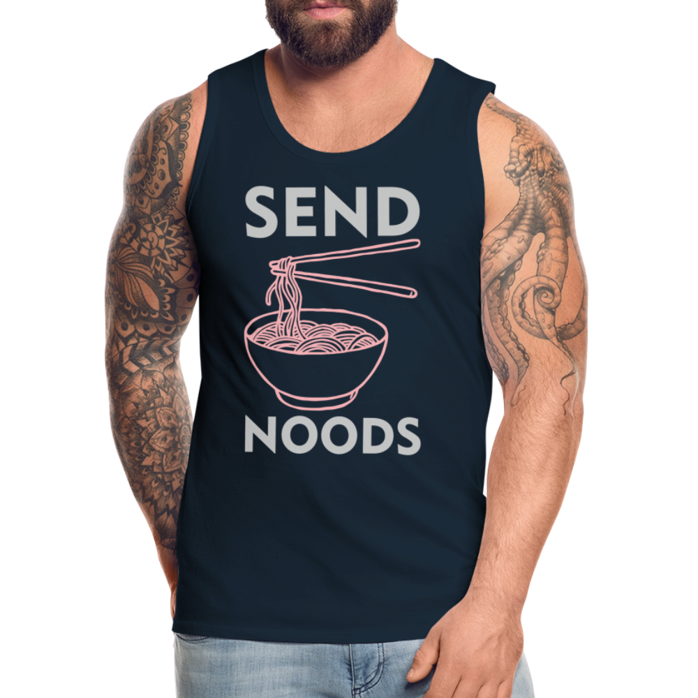 Send Noods Men’s Premium Tank Top (Send Nudes) Color: deep navy