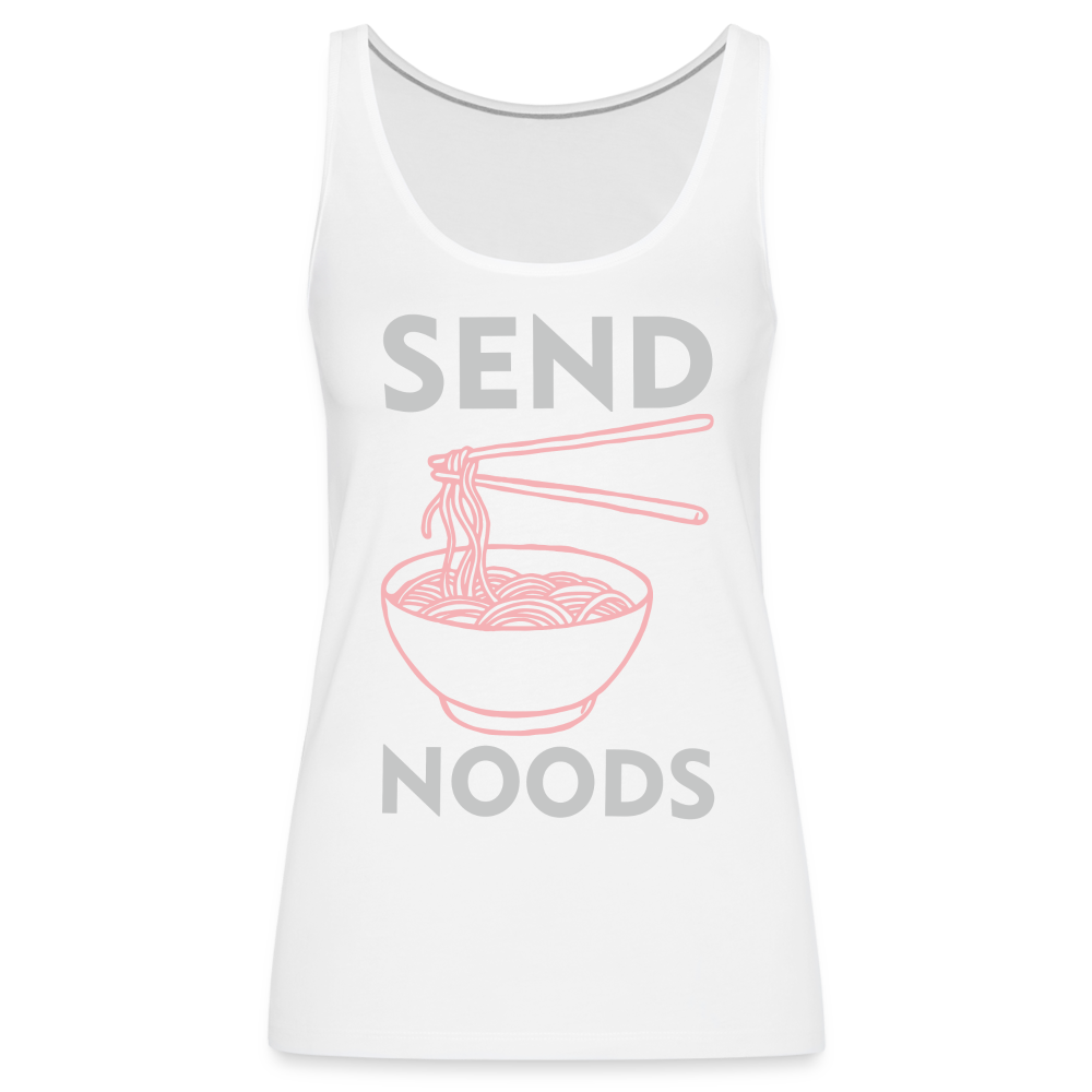 Send Noods Women’s Premium Tank Top (Send Nudes) Color: white
