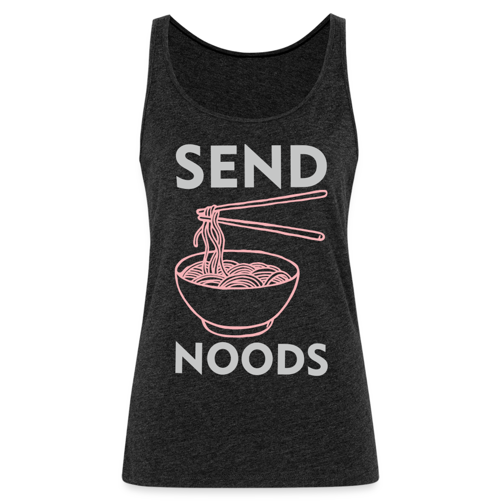 Send Noods Women’s Premium Tank Top (Send Nudes) Color: charcoal grey