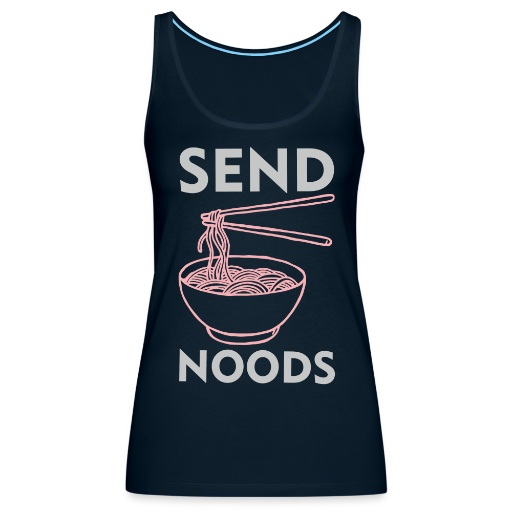 Send Noods Women’s Premium Tank Top (Send Nudes) Color: deep navy
