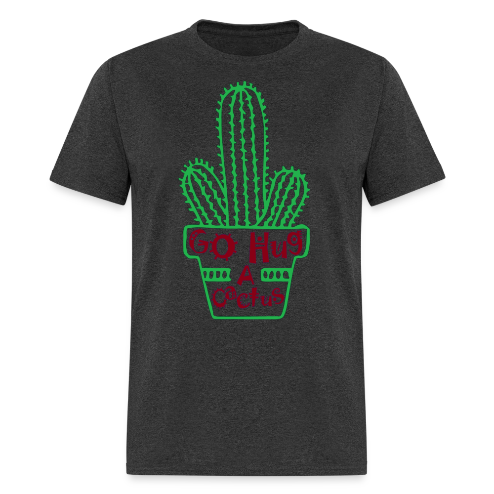 Go Hug A Cactus T-Shirt - heather black