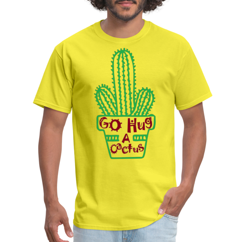 Go Hug A Cactus T-Shirt - yellow
