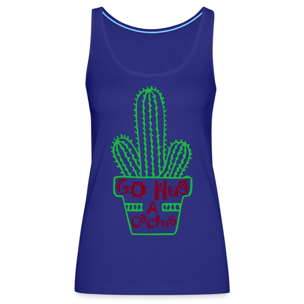 Go Hug A Cactus Women’s Premium Tank Top Color: white