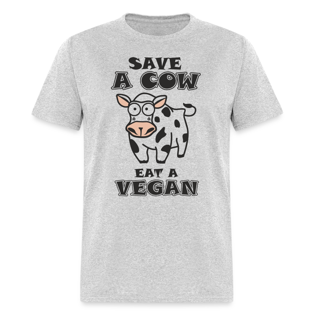Save A Cow Eat A Vegan T-Shirt - heather gray