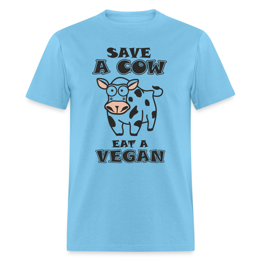 Save A Cow Eat A Vegan T-Shirt - aquatic blue